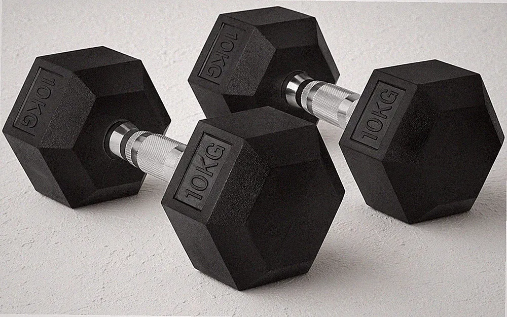 10 kg Basics Gummi ummantelt Hex Hantel Gewichte Set Home Gym Fitness Training