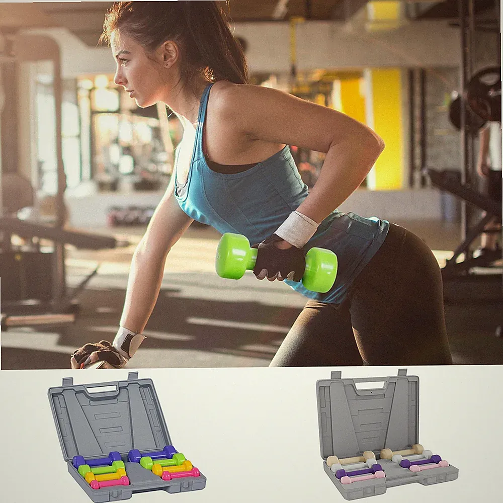 10 kg bunte Hantel Gewichte Set Heimtraining Straffen mit Koffer Home Gym