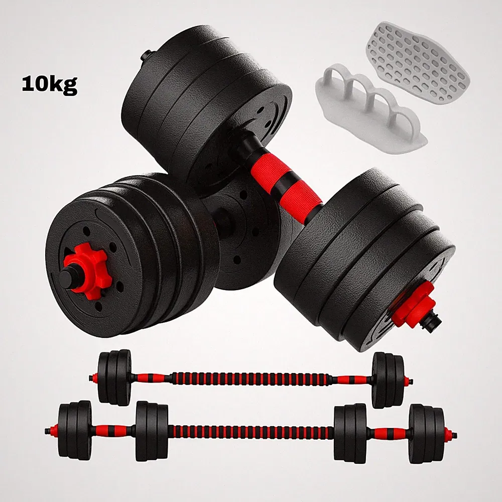 10kg Verstellbares Gewicht Set Hantel Langhantel + Greifer Gym Fitness Handgewicht
