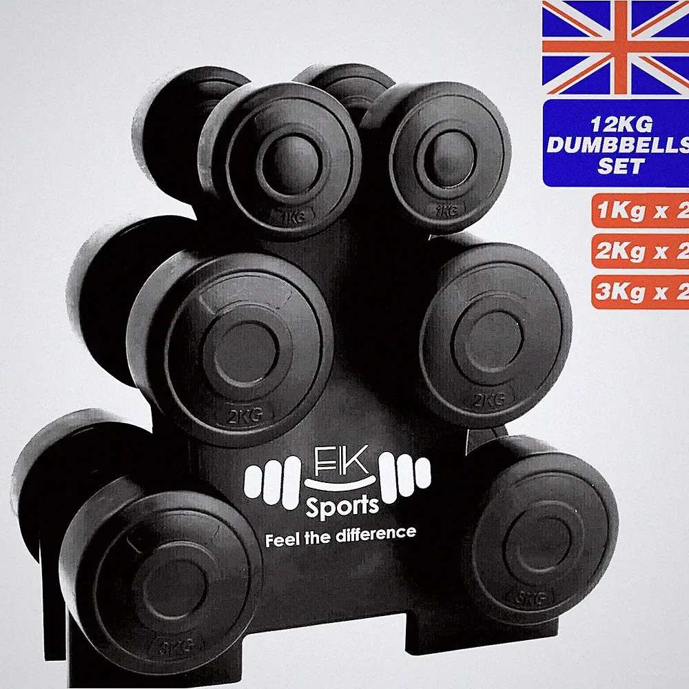 12KG Hanteln Set 1kg 2kg 3kg Paar Hantelständer 3 Ebenen Rack Gym Damen Training