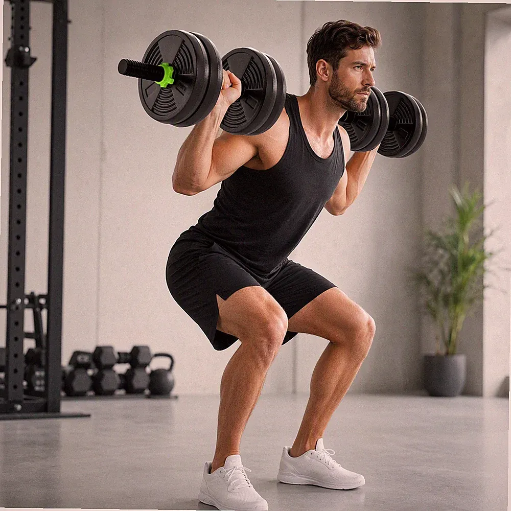 15 kg 3-in-1 verstellbare Langhantel & Hanteln Set, grün