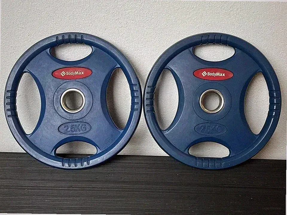 2,5 kg Paar 2 Tri-Grip gummibeschichtete BodyMax Standard Langhantel Hantelscheiben