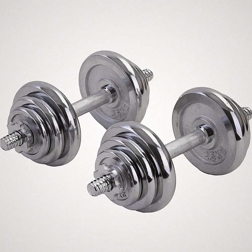 20 kg Profi Hantel Kurzhantel Langhantel Set Chrom Gusseisen