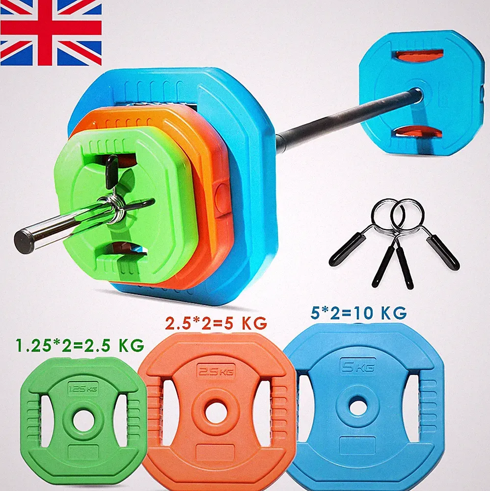 20 kg Quadratische Langhantel Hantelscheiben Set Krafttraining Home Gym Workout UK