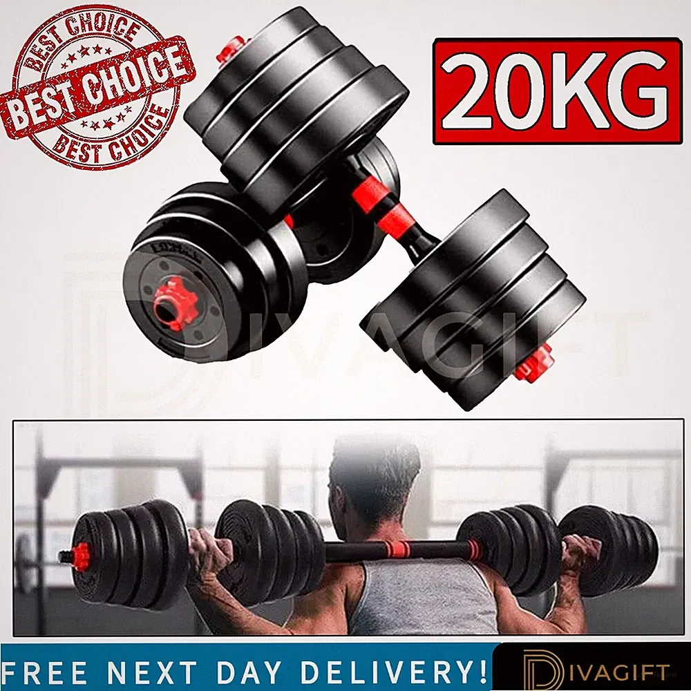 20KG HANTEL VERSTELLBAR LANGHANTEL SET HOME GYM GEWICHTE TRAININGSHANTELN HANTELN