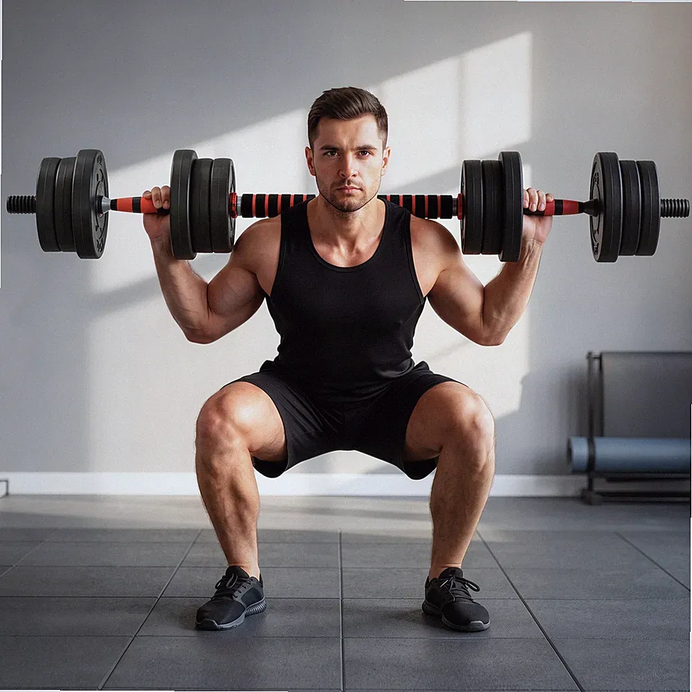 20kg Verstellbare 2 IN 1 Langhantel Hanteln Gewicht Set für Body Fitness Lifting
