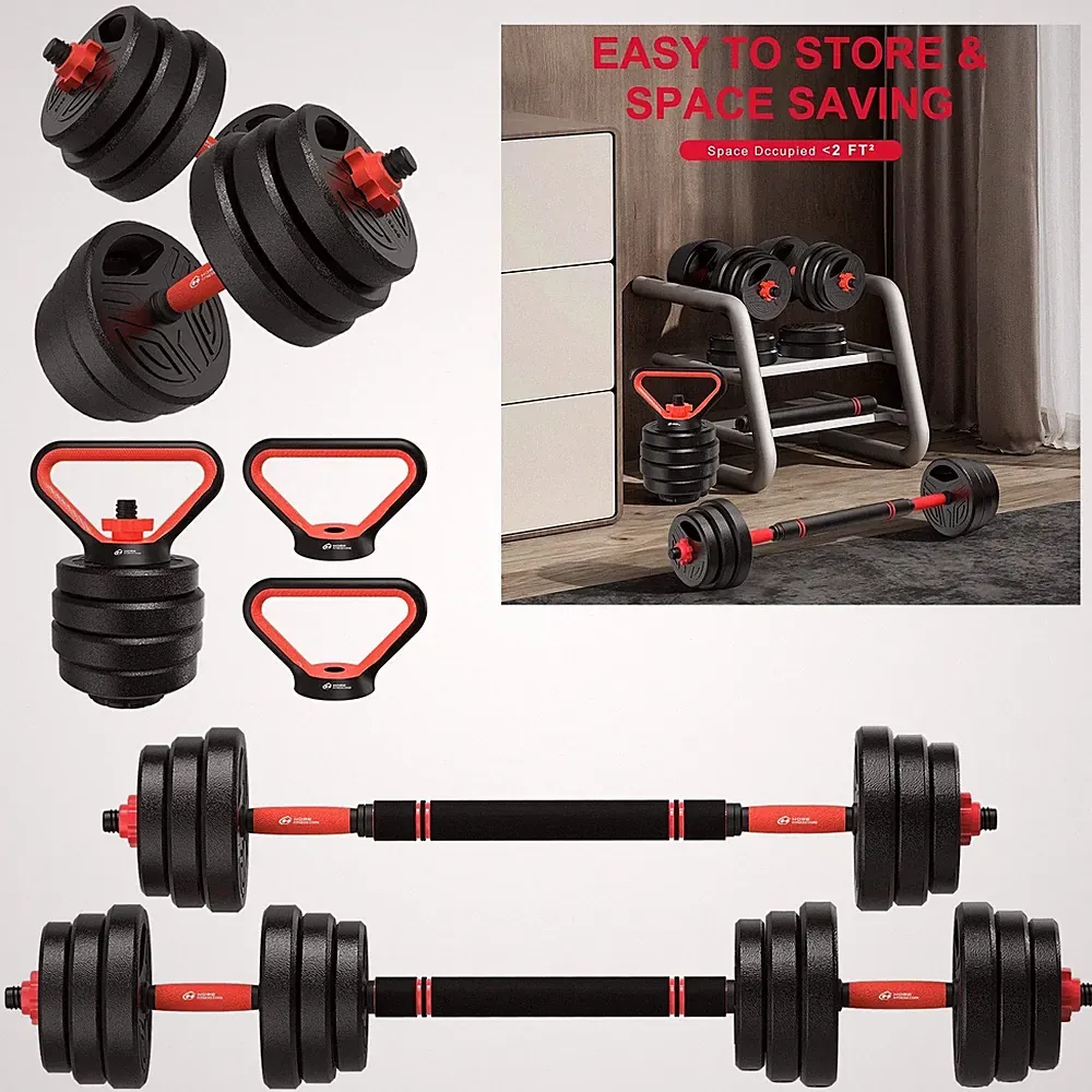 20KG Verstellbare Hanteln Set 3 in 1 mit Langhantelstange Home Gym Fitness