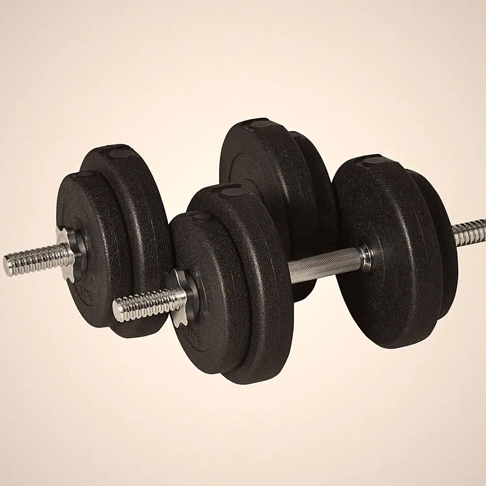 20kg verstellbares Hantelset 4x2,5kg 4x1,5kg Platten rutschfest PU beschichtet schwarz