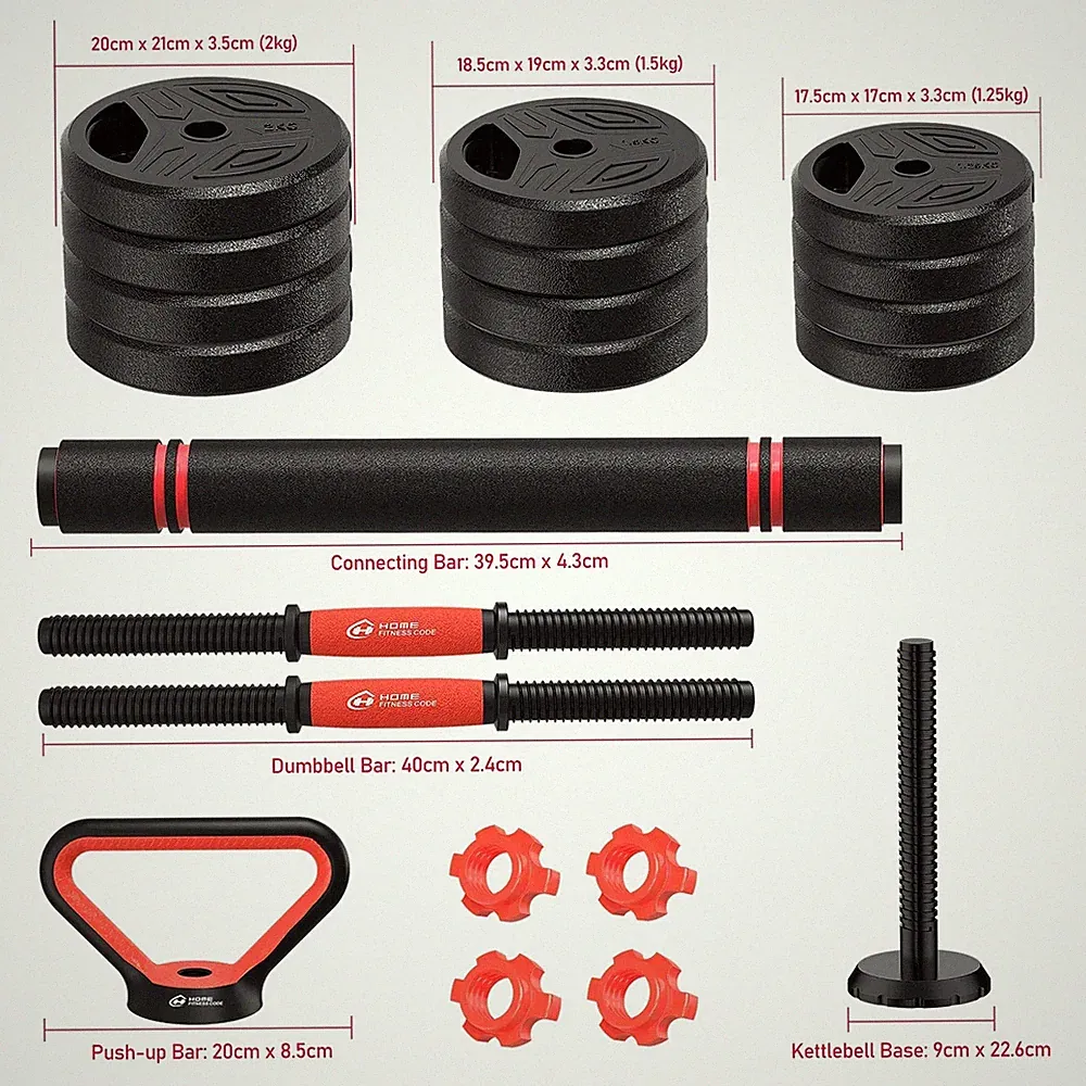 3-in-1 Hanteln Set 20 kg verstellbare Hanteln mit extra Langhantelstange