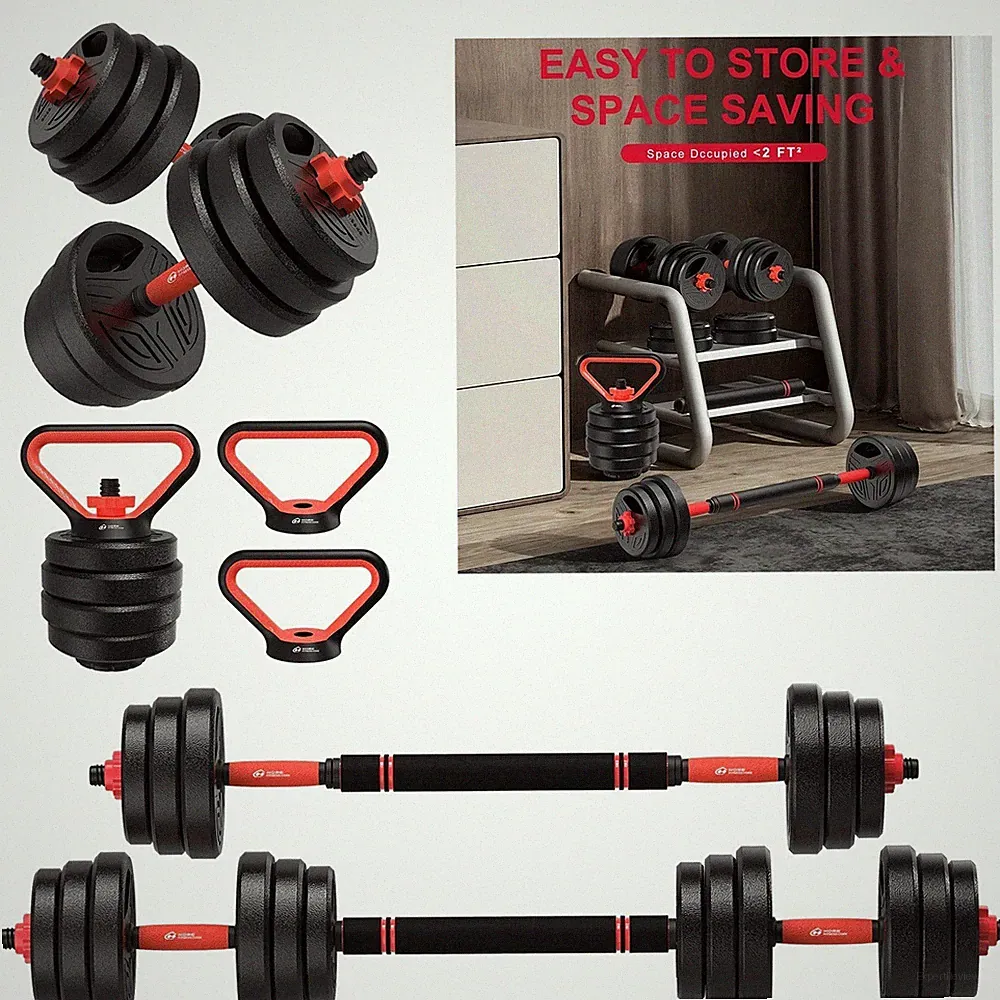 3-in-1 Hanteln Set 20 kg verstellbare Hanteln mit extra Langhantelstange Kunststoff-C