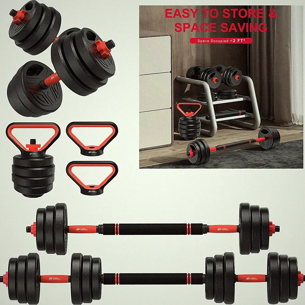 3-in-1 Hanteln Set 20kg verstellbare Gewichte mit Langhantelstange Home Gym Geräte