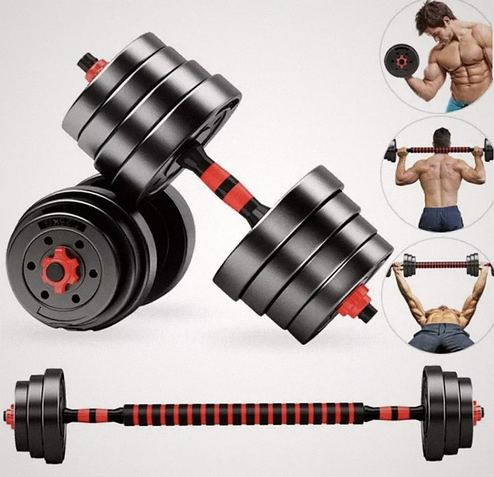 30KG HANTEL GEWICHTE SET HOME GYM LANGHANTEL GEWICHTHEBEN HANTELN PAAR NEU KIT