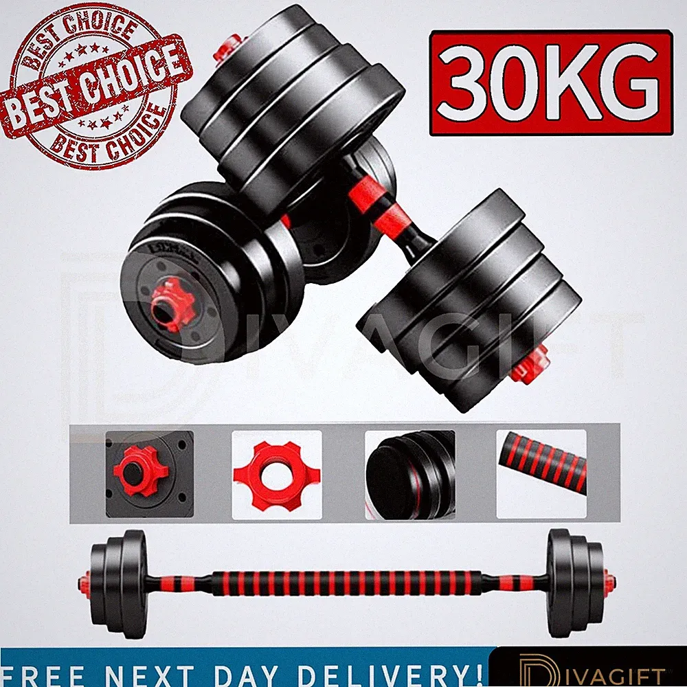 30KG HANTEL VERSTELLBAR LANGHANTEL SET HOME GYM GEWICHTE TRAININGSHANTELN HANTELN
