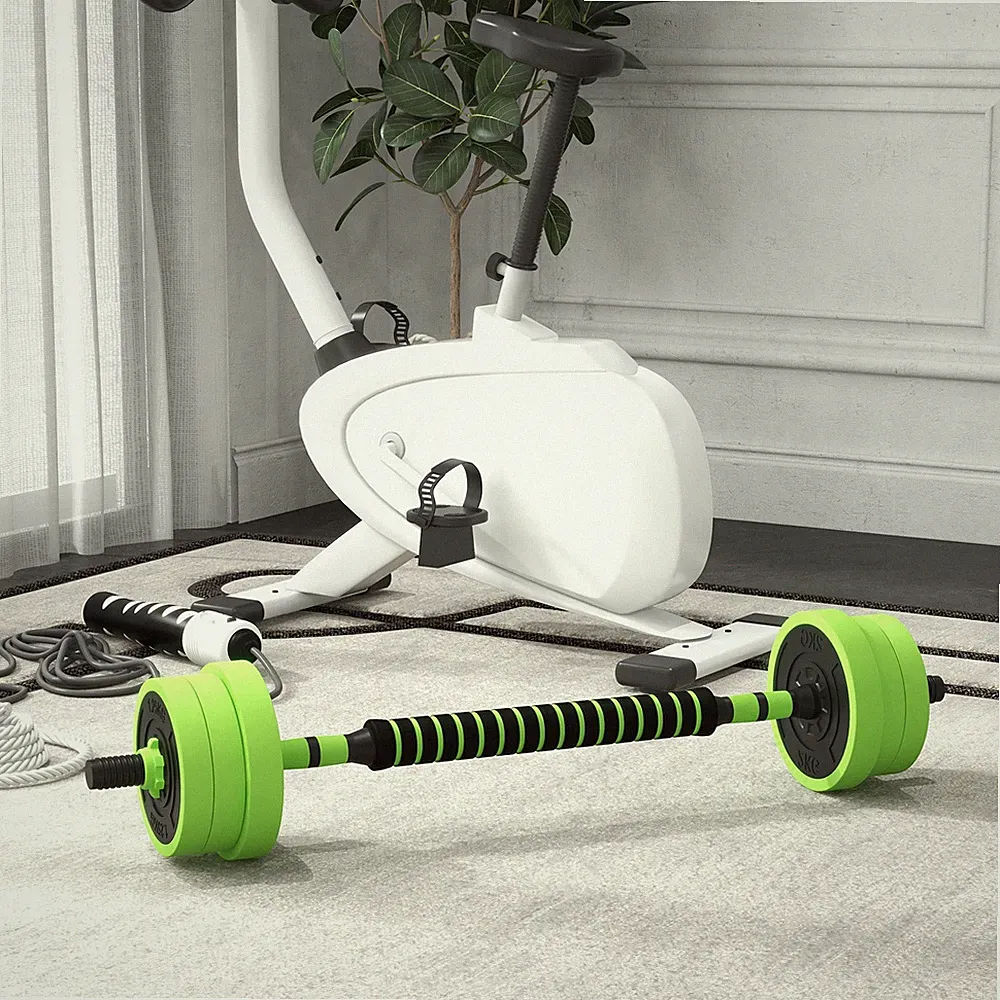 4-in-1 Hantel Hanteln Set, Langhantel, Kettlebell, Liegestützständer, 40 kg