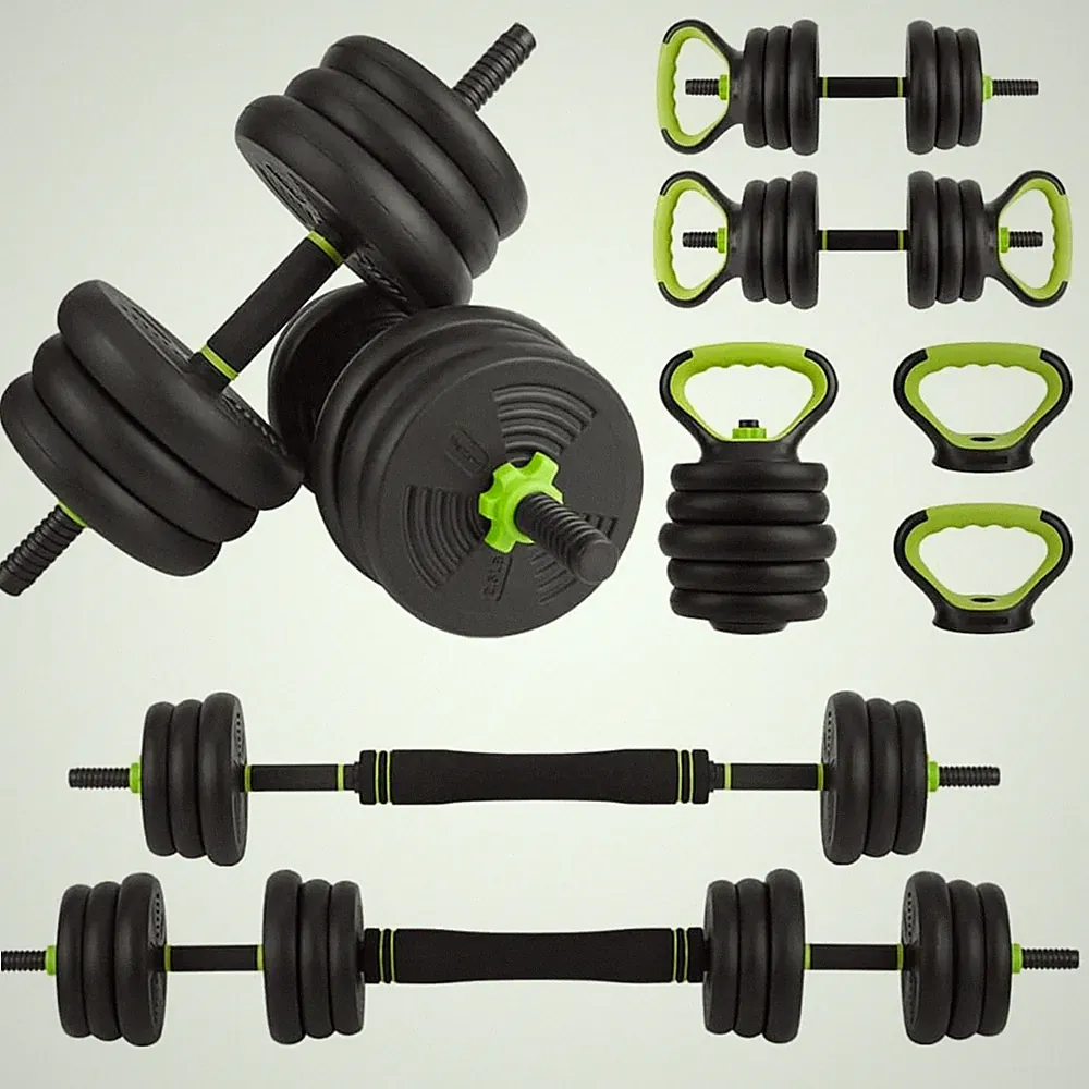 4-in-1 Hantelset Verstellbar Kurzhantel Langhantel Kettlebell Push-Up Home Gym