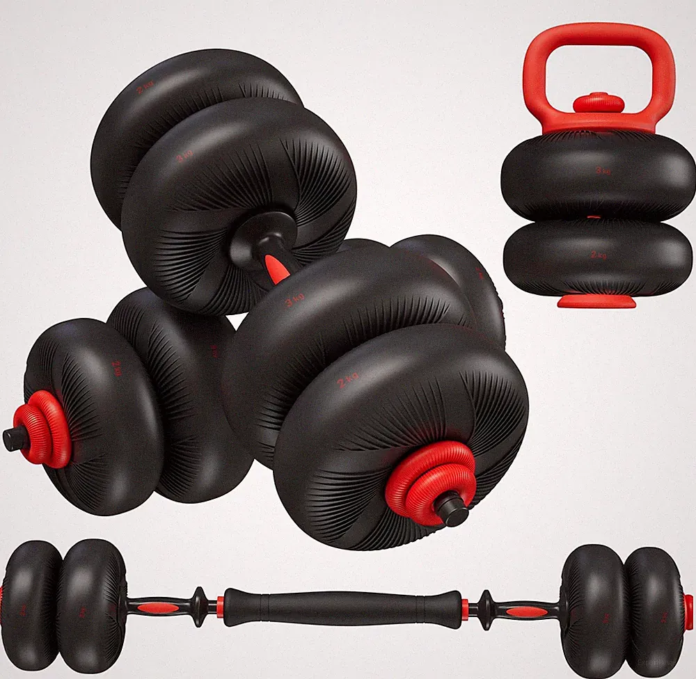 4 in 1 verstellbare Hantel, Langhantel, Kettlebells, Liegestütz Ständer Set, 20KG