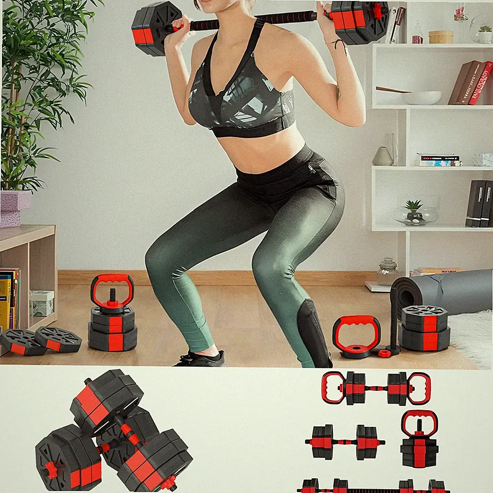 4-in-1 verstellbares Gewicht Hanteln Set, Freigewichte Set, rot