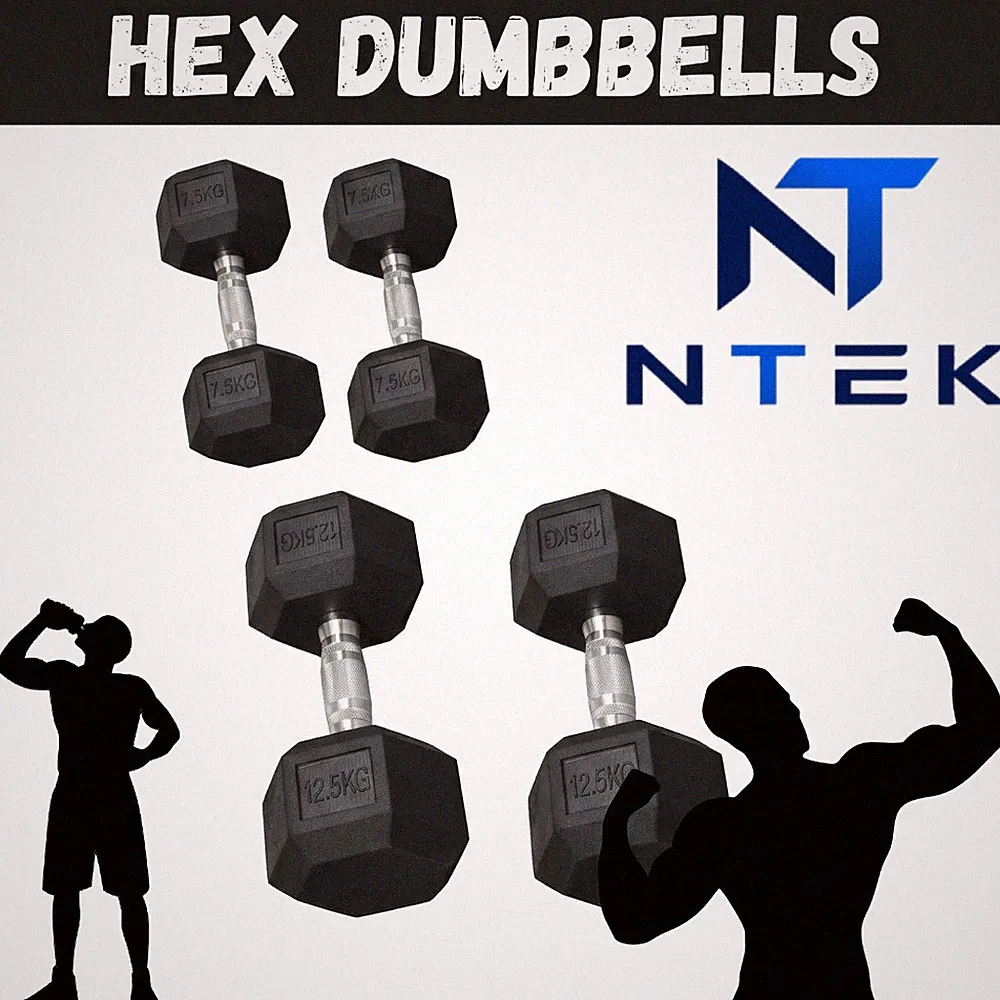 7,5 kg & 1 OKG Hex Hanteln Gusseisen Gummi ummantelt Home Gym Gewichte Set Paar