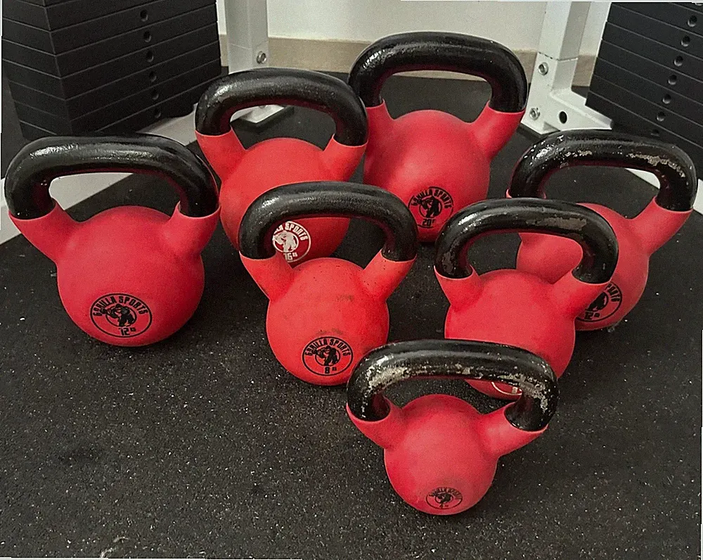 7er Set GORILLA Sports Kettlebell Kugelhantel Kugelgewicht 4 - 20 KG Gusseisen