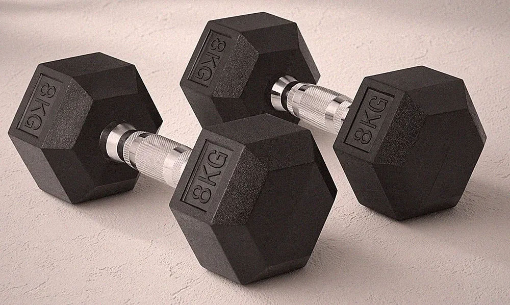 8 kg Basics Gummi ummantelte Hex Hantel Gewichte Set für Home Gym Fitness Training