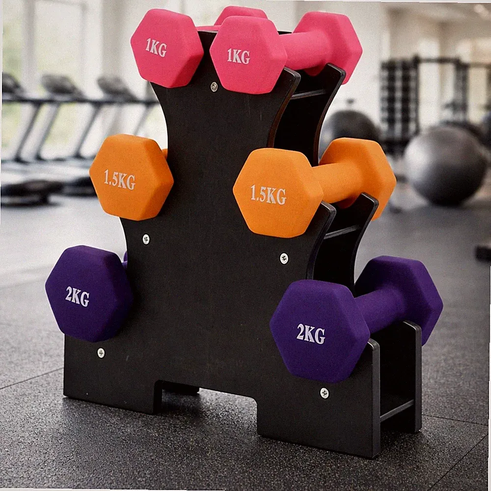 9KG Hantelset Hex Gewichte Paar Home Gym Fitness Training mit Aufbewahrungsständer