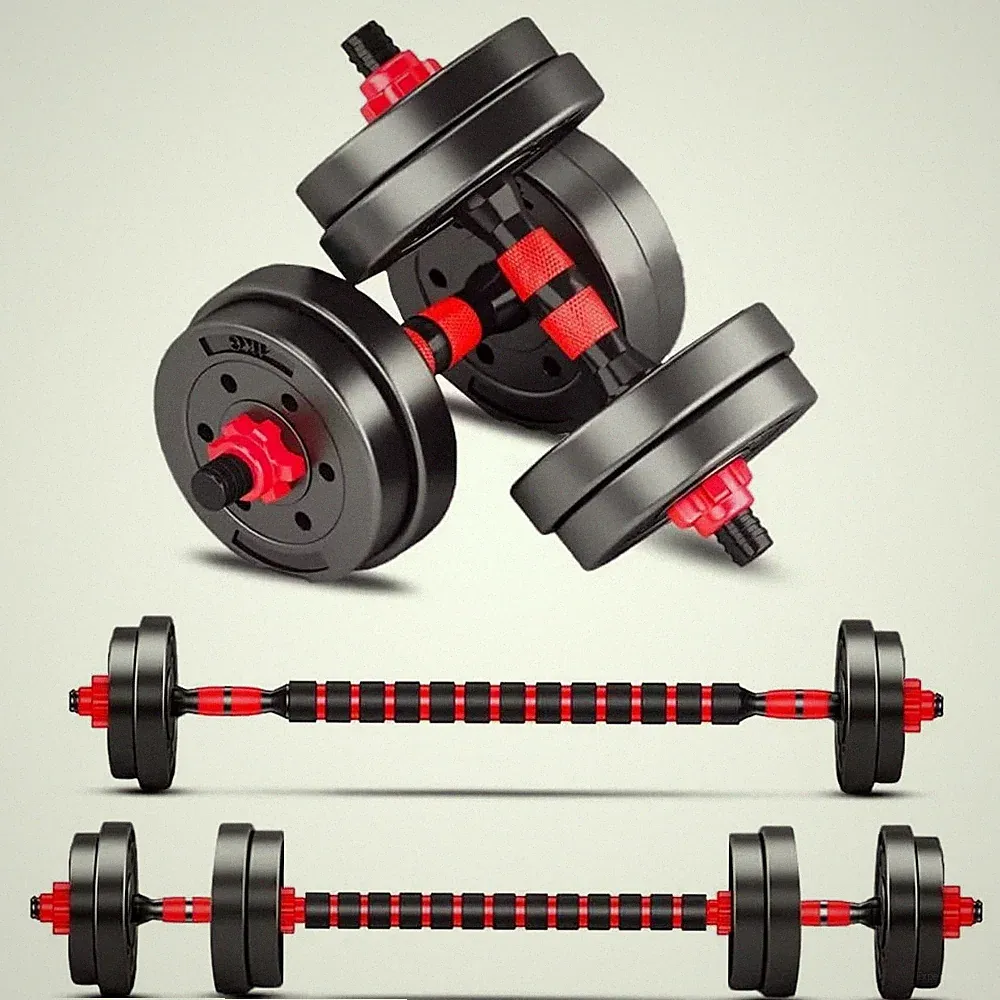 BCBIG verstellbares Hantelset, 10 kg, rot, PVC Eisen Sand, Home Fitness, Gym
