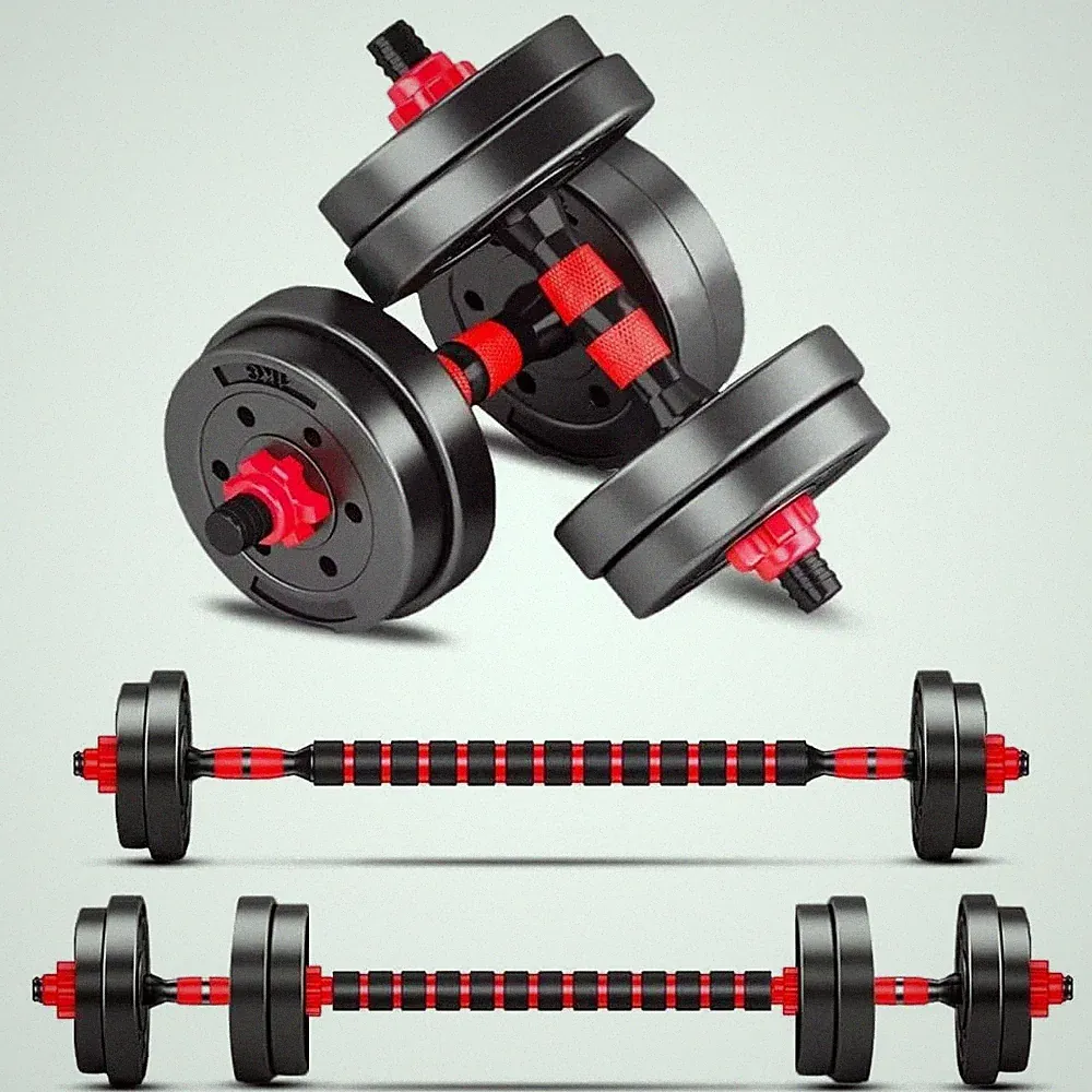 BCBIG verstellbares Hantelset, 10 kg, rot, PVC Eisen Sand, Home Fitness, Gym