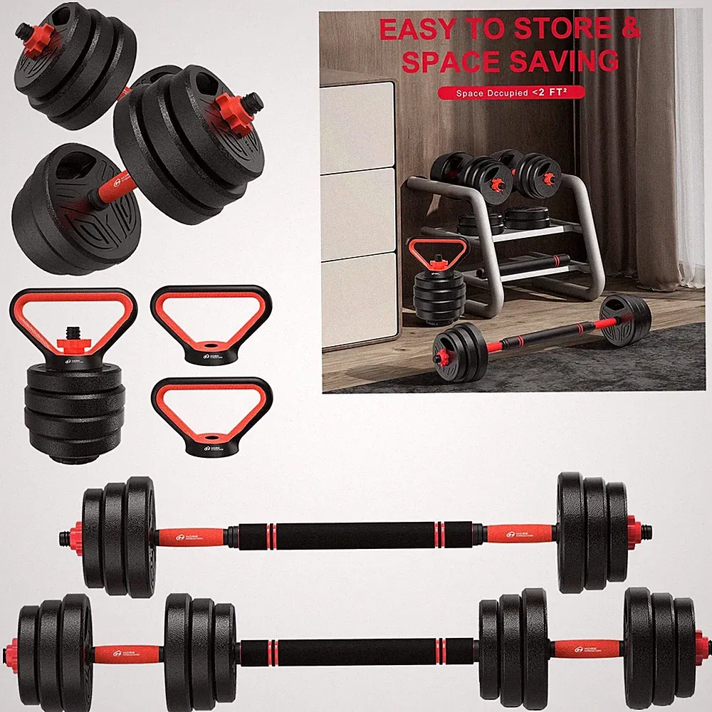 bigzzia Exercise 20kg verstellbare Hantel Langhantel Gewichte Set Kettlebell Option✨