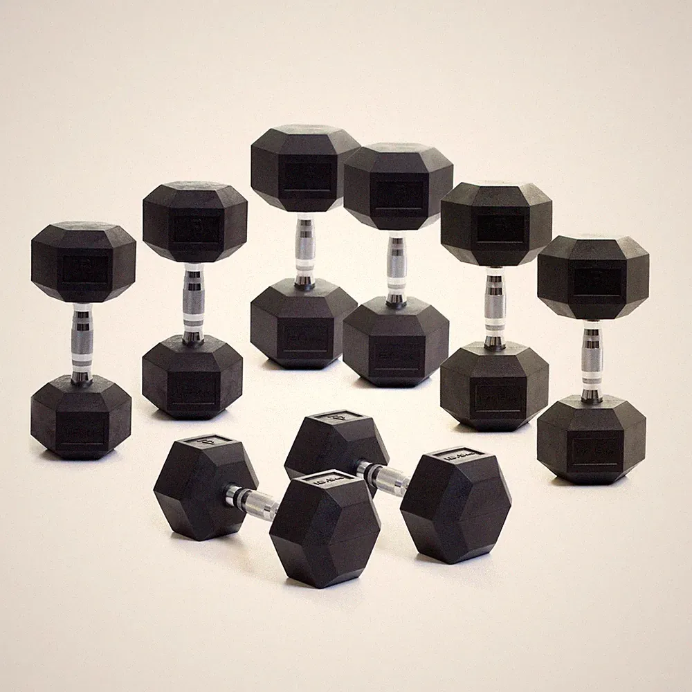Body Power 130kg Total Rubber Hex Hantelset 4 Paar 12,5-20kg NEU
