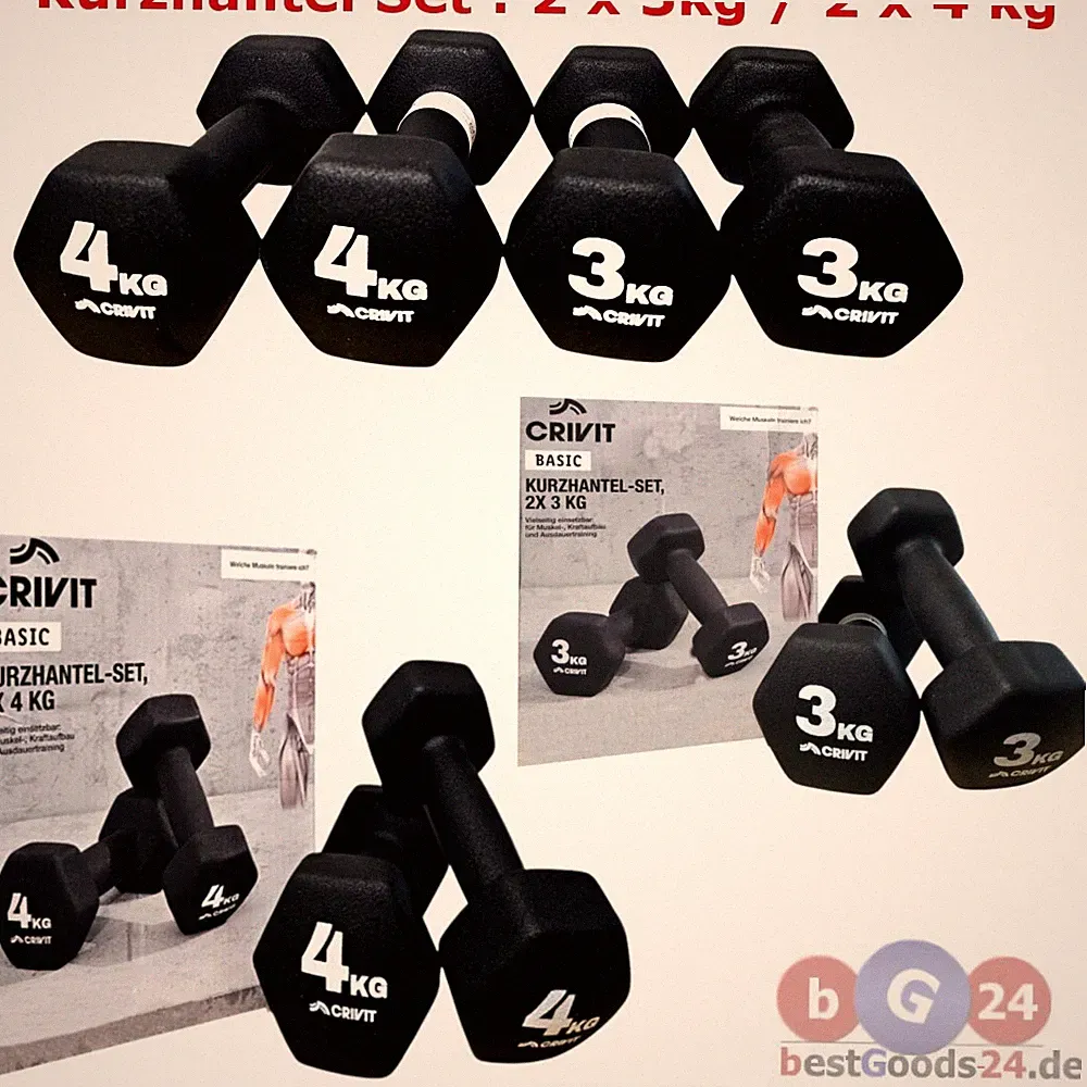 Crivit Kurzhantel-Set 2x3kg 2x4kg