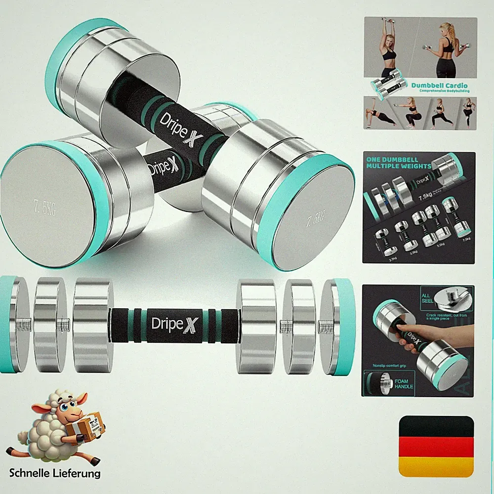 Dripex Edelstahl Hanteln 2er Set 2,5-30kg