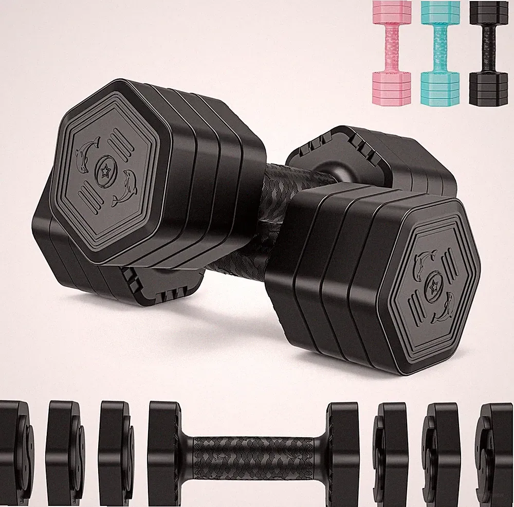 Dripex Hantelset verstellbar 2x5 kg mit 6 Hantelplatten 0,25-0,75 kg Schwarz