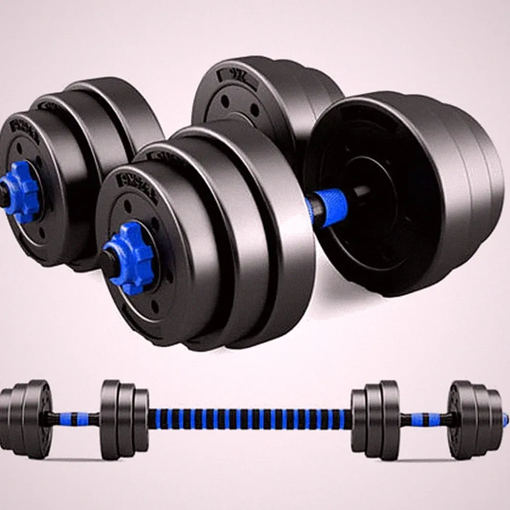 Einstellbares Hantel-Set 2in1 für Fitness - Kurzhantel und Langhantel (10/15KG)