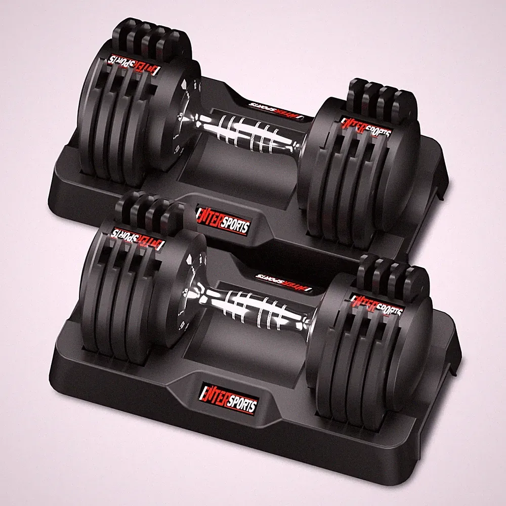 EnterSports Verstellbare Hanteln 2-12 kg Hantelset Krafttraining Schwarz