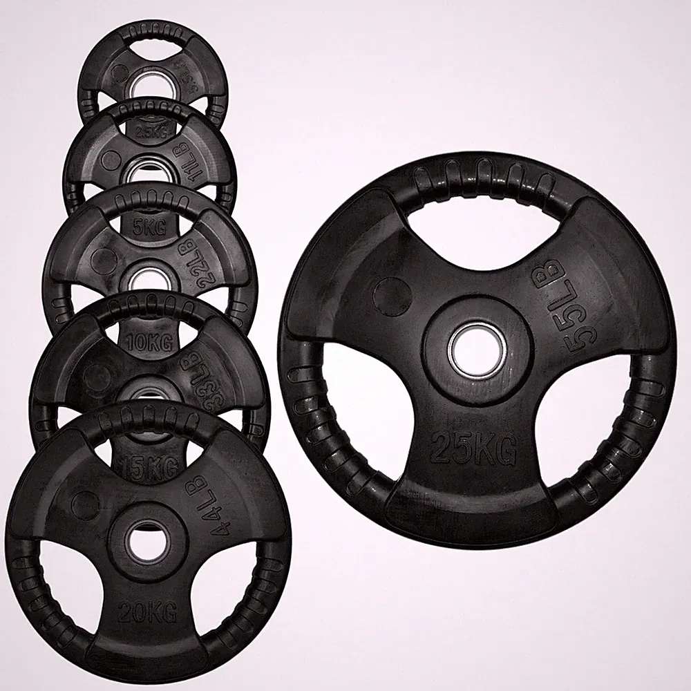 EXERSCI 2" Tri-Grip gummibeschichtete Hantelscheibe 100KG SET, 2,5 - 20KG