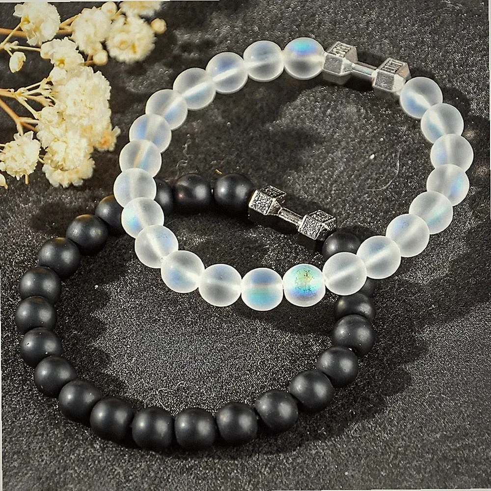 Geometrische Hantelform für Kristall Armband Set für Männer und Frauen 18 cm