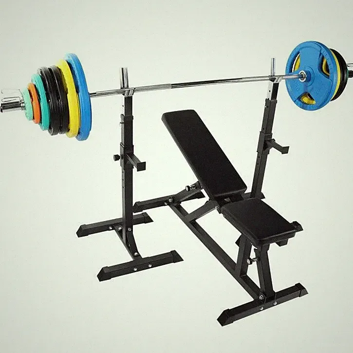 GORILLA SPORTS Hantelbank 150kg Langhantel Set