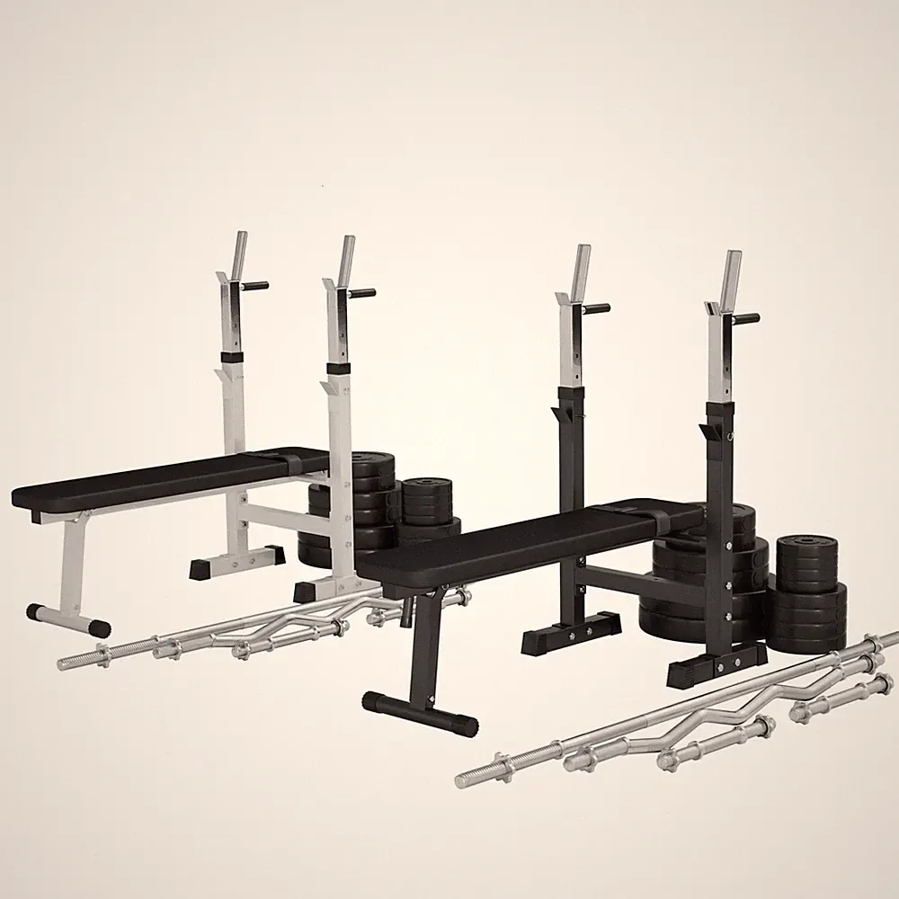 Gorilla Sports Hantelbank mit Langhantel Set