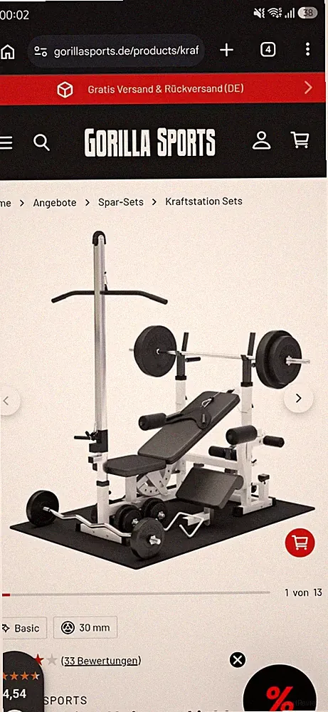 GORILLA SPORTS Kraftstation Hantelbank Set