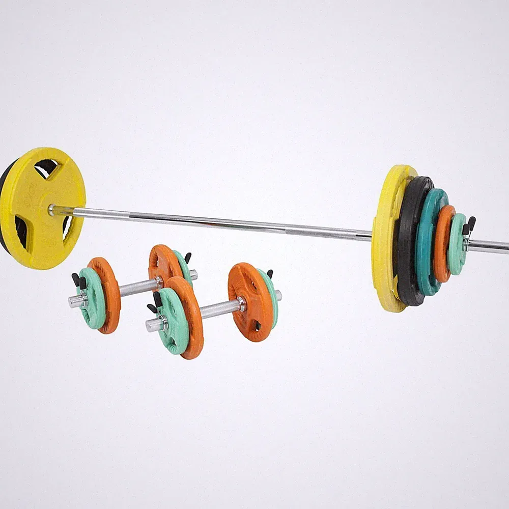 Gorilla Sports Langhantel Set Gummi Gripper 100 kg