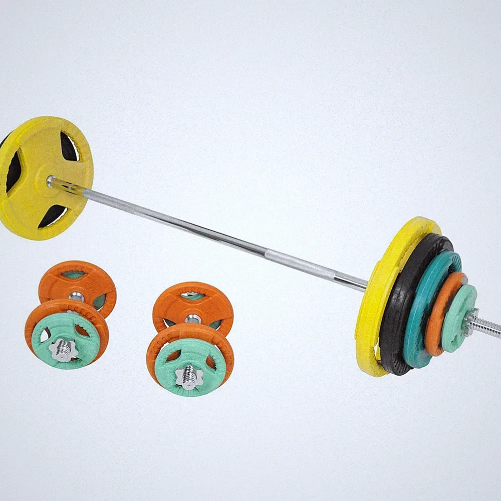 Gorilla Sports Langhantel Set Gummi Gripper 100 kg