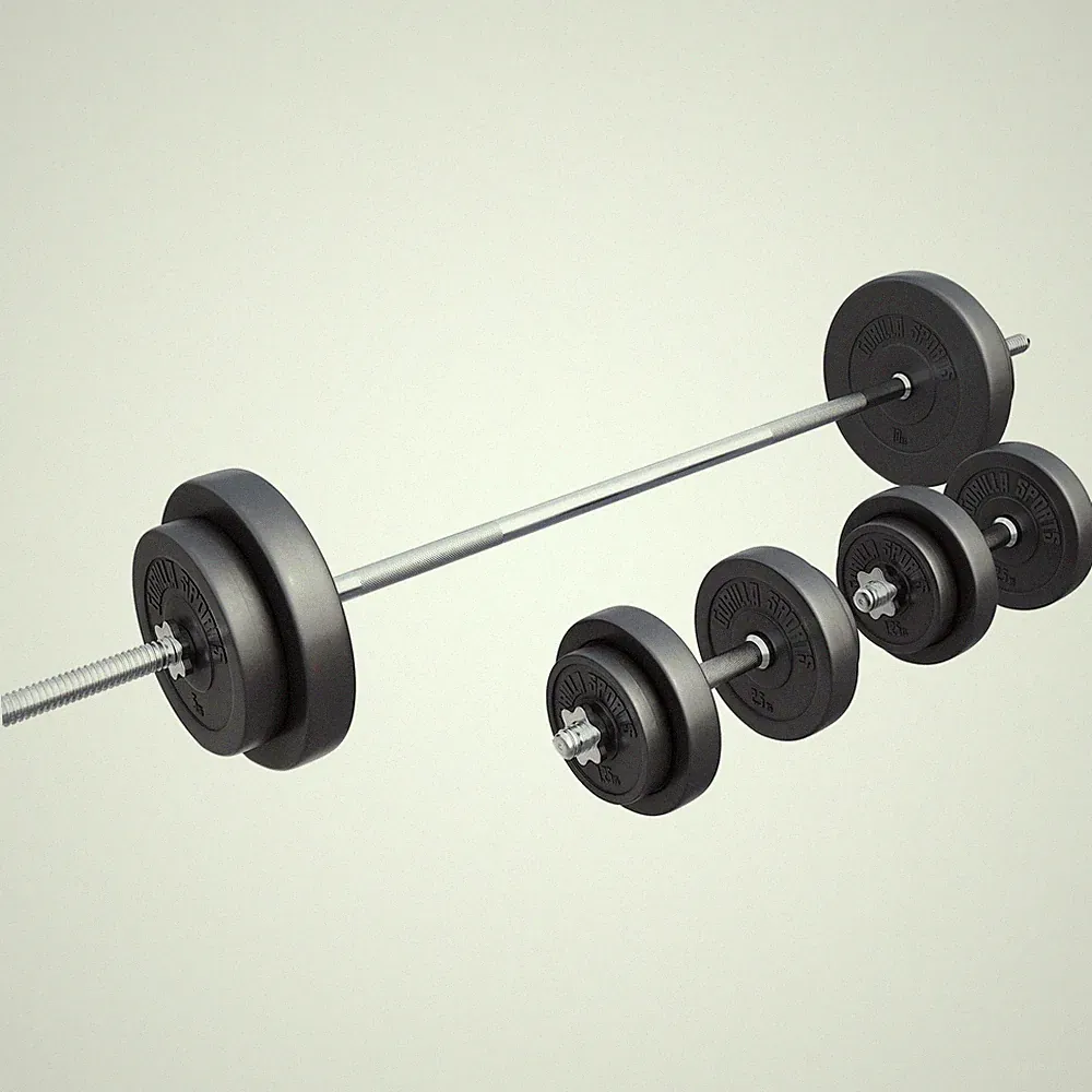 Gorilla Sports Langhantel Set Kunststoff 60-130 kg