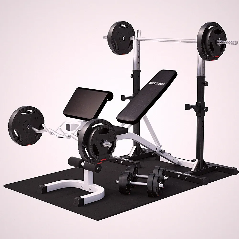 Gorilla Sports Schrägbank mit Squat Rack 75 kg