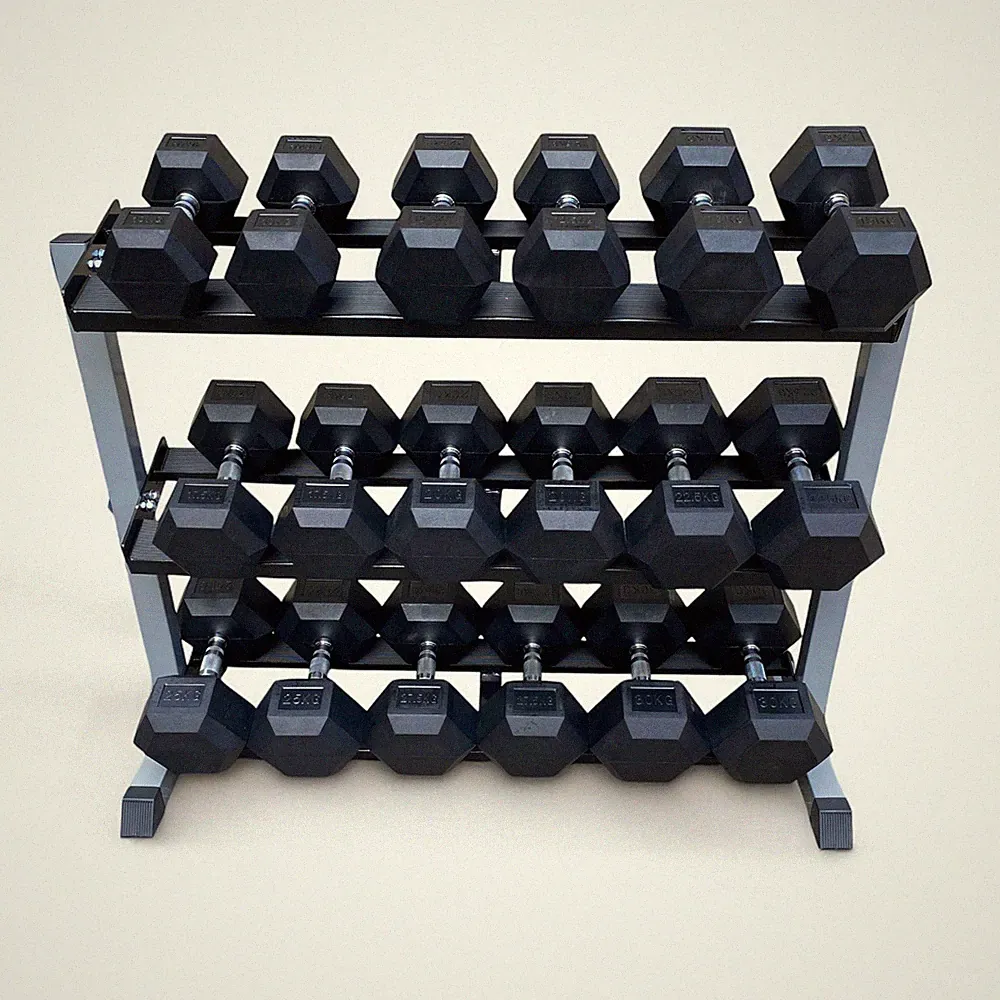 Gummi Hex Hanteln Gym Gewichte Set 10kg-30kg 9 Paar & Aufbewahrungsregal
