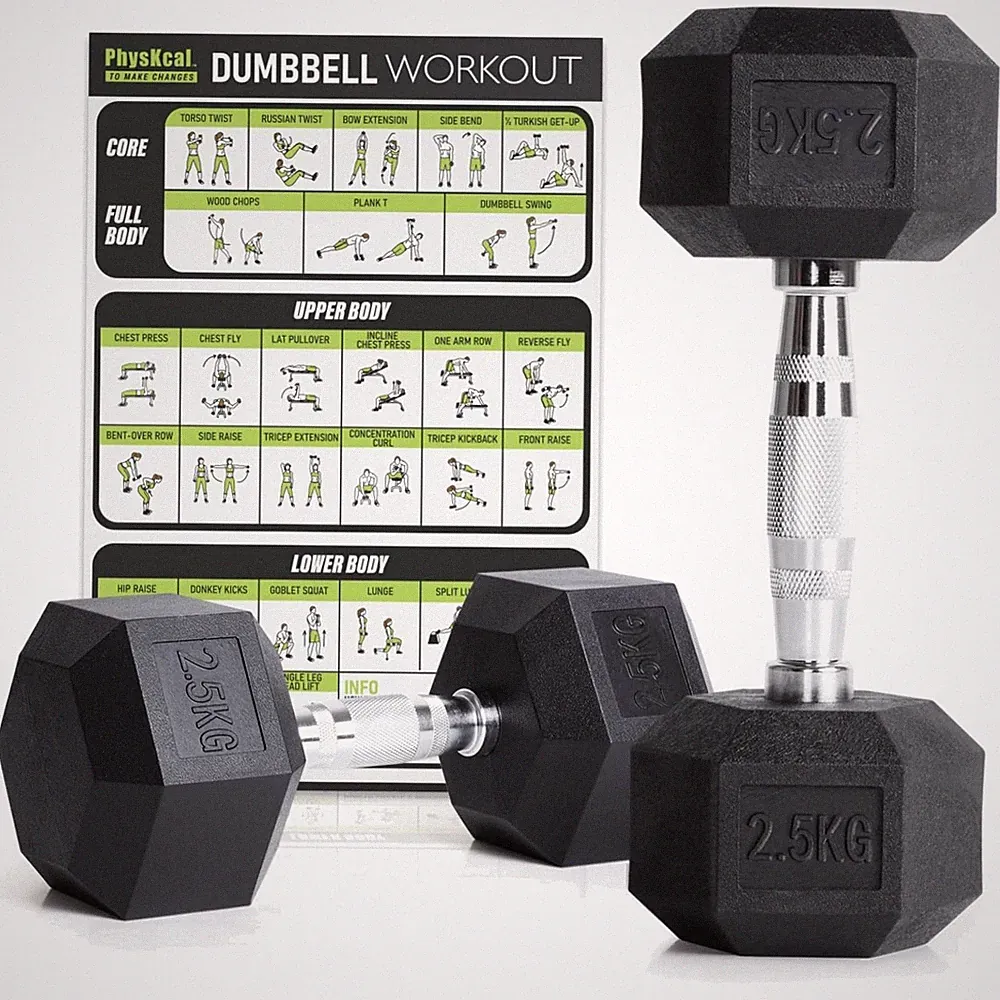 Gummi Sechskant Hanteln Krafttraining Kurzhantel Set Fitnessstudio