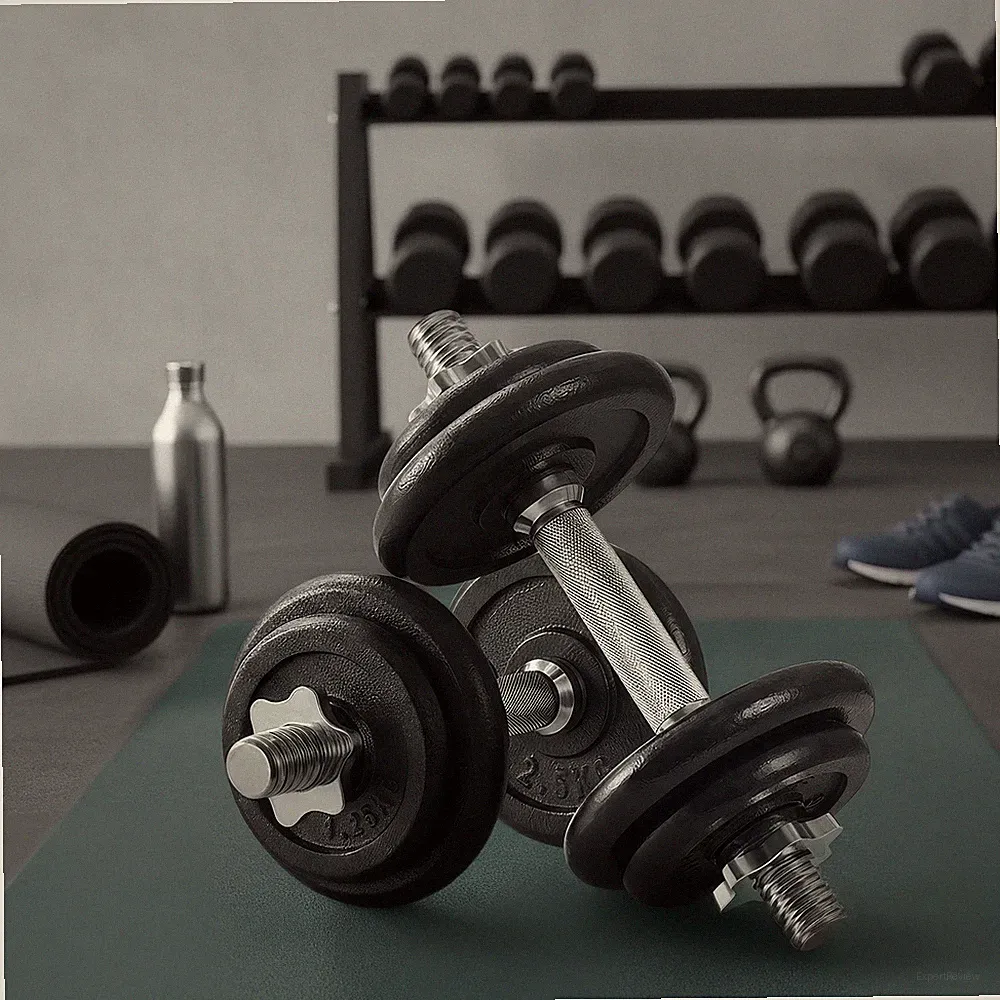 Gusseisen Hantel-Set 2x 10kg (Verstellbar & 2-in-1 Langhantel) – Kurzhantel Set
