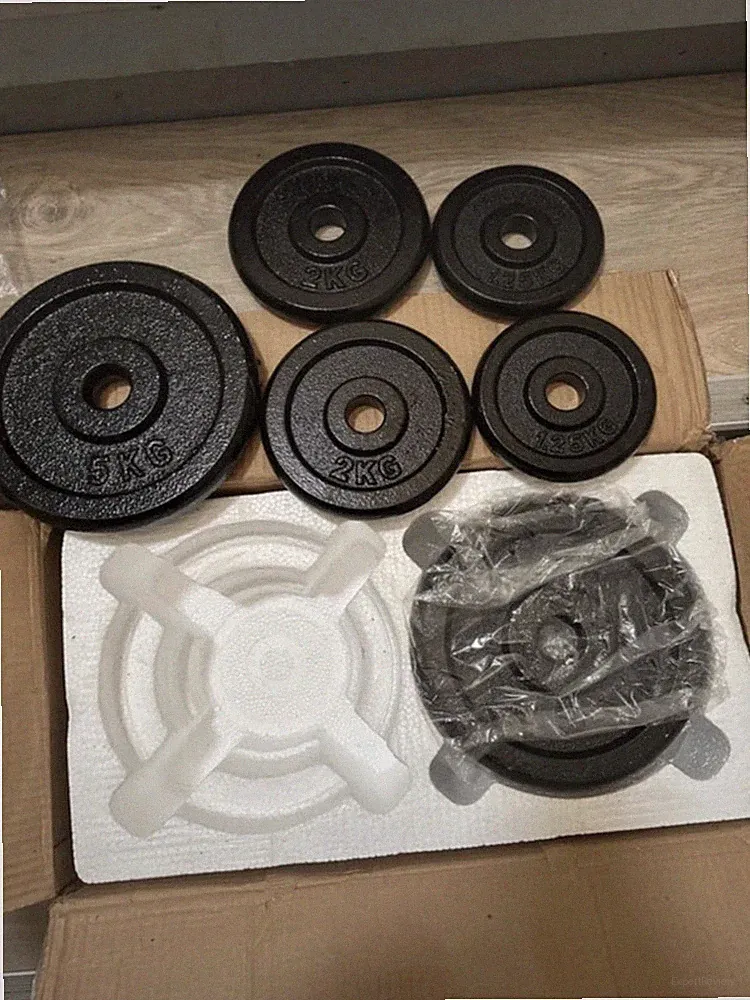 Gusseisen Hantelscheiben Set 5 kg/2 kg/1,25 kg schwarz, Gewichtsangabe geprägt