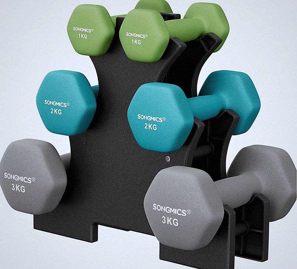 Hantel-Set, 3 Paar, 1kg-3kg, Aufbewahrung, Fitnessstudio, Krafttraining