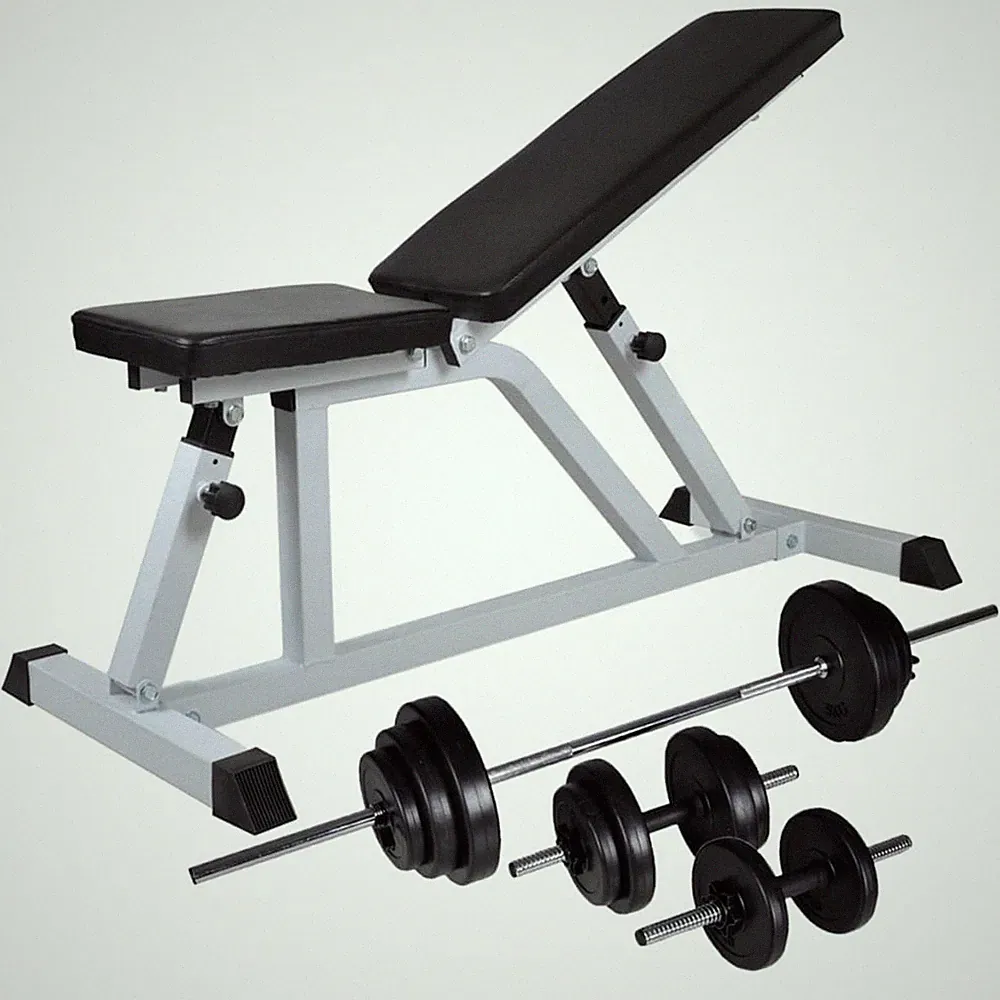 Hantelbank Langhantel Kurzhantel Set 30,5kg Trainingsbank Kraftstation vidaXL