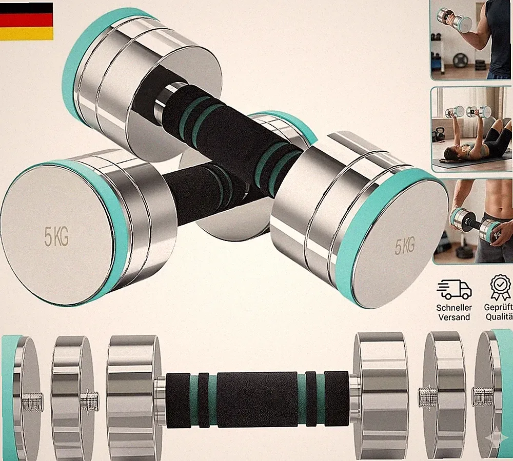 Hanteln Set1 2 5kg 5kg verstellbar Kurzhanteln Edelstahl Fitness